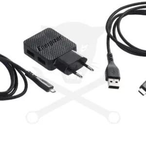Hálózati USB töltő adapter 230V - 5V 2.4A + USB C + Micro kábelek