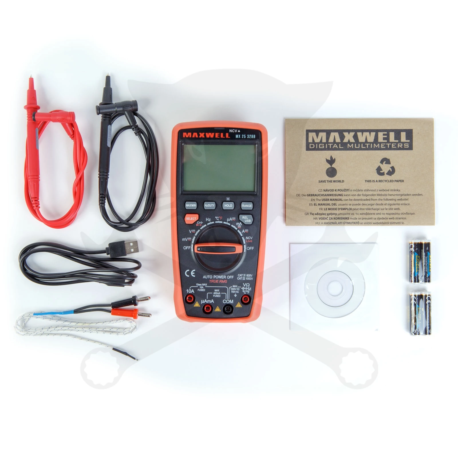 Multiméter, digitális DC 1000V / AC 750V NCV - USB - Maxwell - Image 2