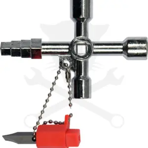 Kapcsolószekrény (karbantartó) kulcs - négyágú + 2 adapter
