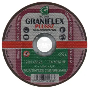 Vágókorong 125 x 1.0 x 22.23 mm INOX 11A60S7BF - Granit