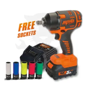Ütvecsavarozó, akkus 18V 970 Nm 1/2" 1 db 5.0Ah + 5db fej - SP Tools