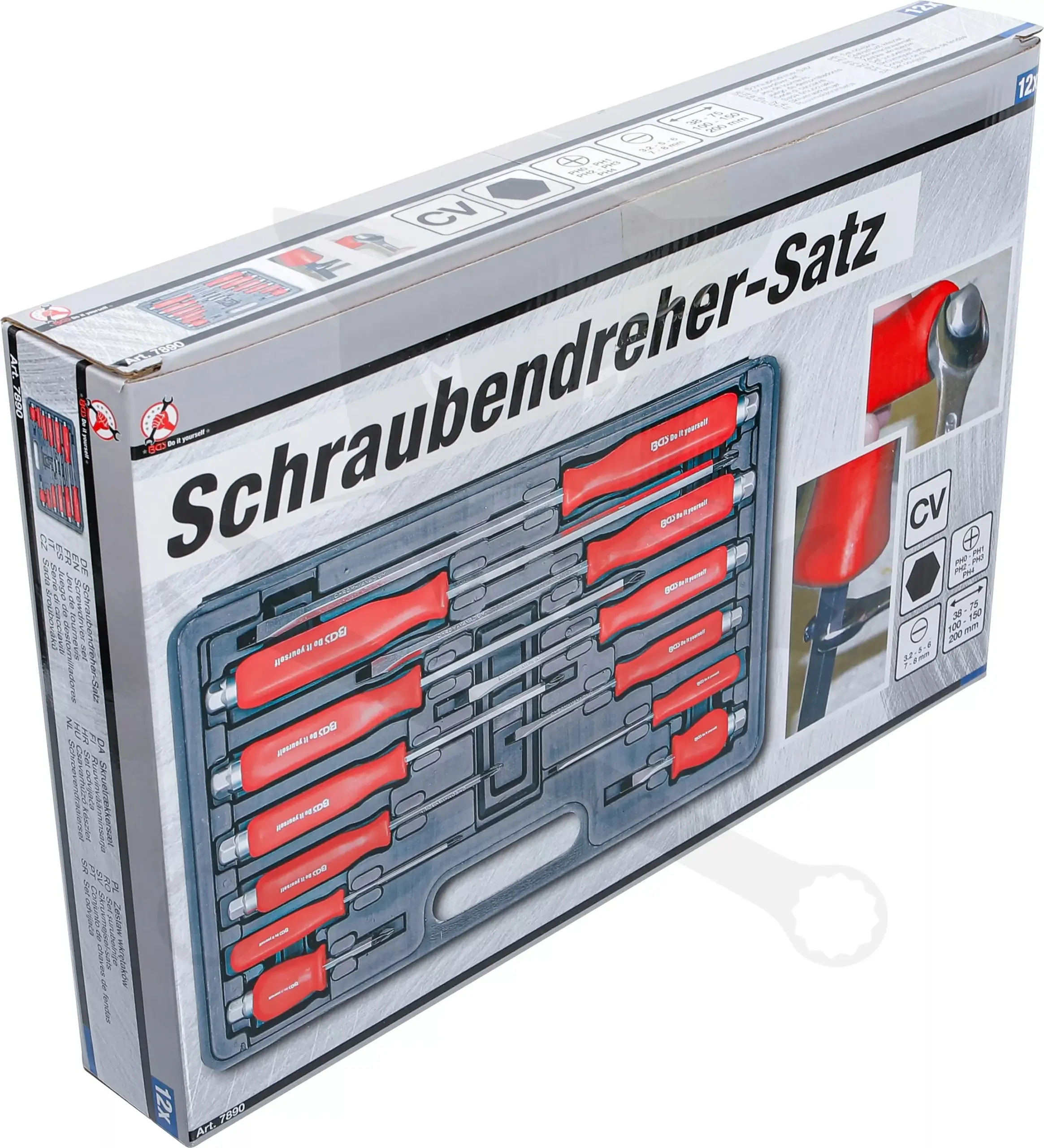 Csavarhúzó készlet üthető 12 db kereszt + lapos - Kraftmann - Image 3
