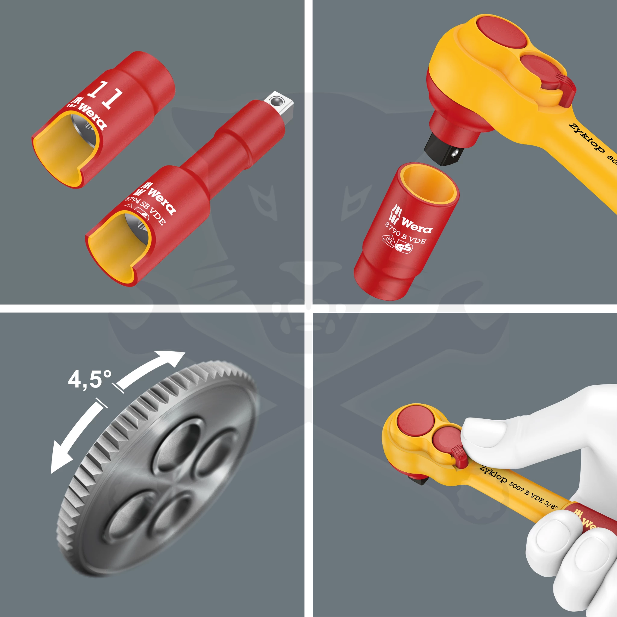 Dugókulcs készlet VDE 1000 V Szigetelt szerszám készlet 3/8" 17 db-os - - Image 2