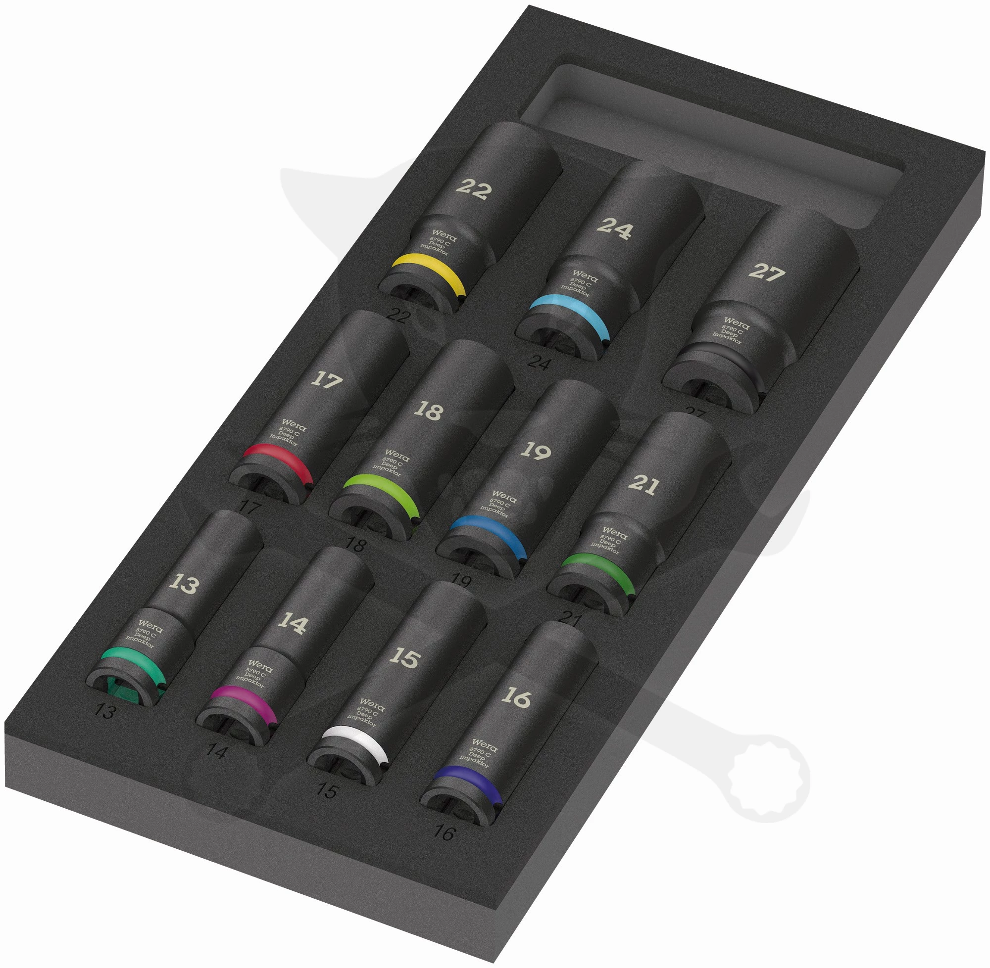 Légkulcsfej készlet 1/2" 11 db-os hosszú 13-27 mm Zyklop Impaktor -