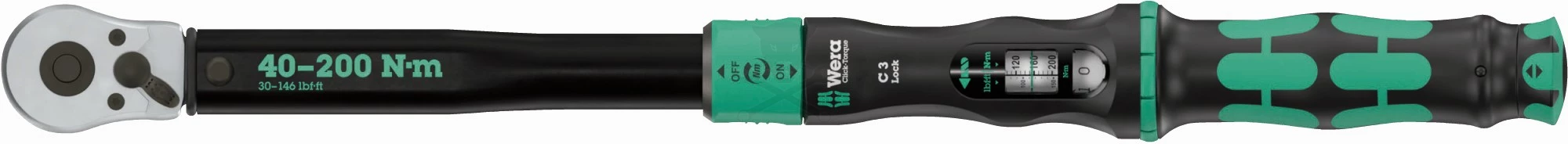 Nyomatékkulcs 40-200 Nm 1/2" - jobbos, nyomatékzáras - Wera