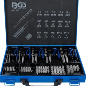 Menetjavító készlet 130 db-os: M5-M6-M8-M10-M12 - BGS Technic
