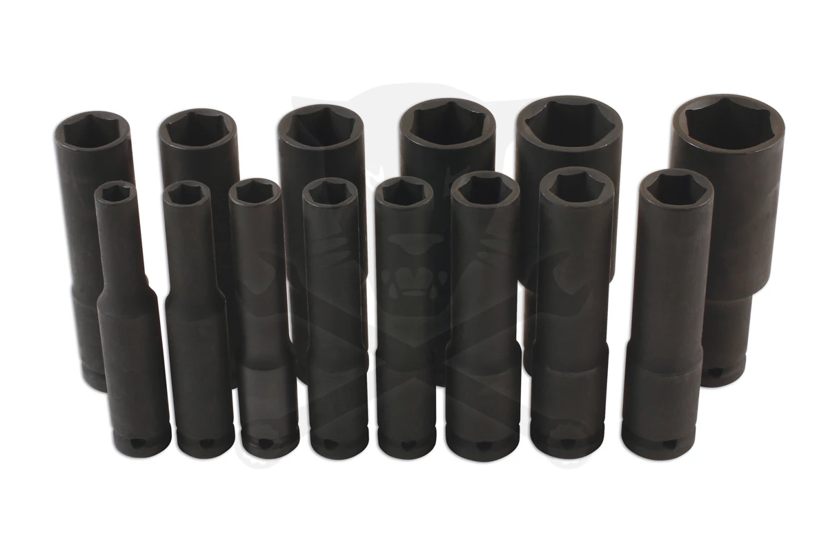 Légkulcsfej készlet 1/2" 14 db 10-32 mm metrikus 120 mm extra hosszú kiv.